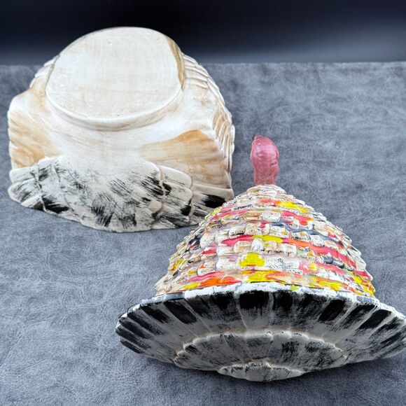 Ceramic Turkey Covered Sauce Dish Jar Thanksgiving Fall Hand Painted Vintage 7" - Picture 6 of 9